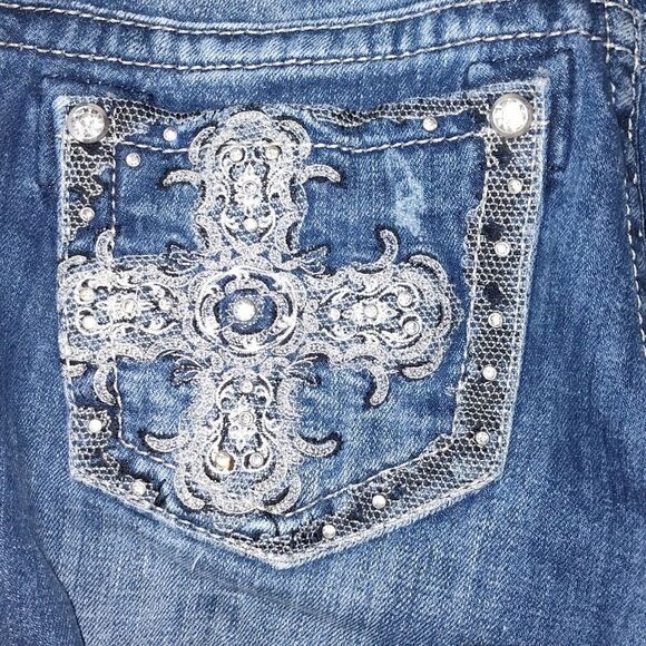 Miss me size 26 skinny jeans embellished pockets with cross - Picture 7 of 11